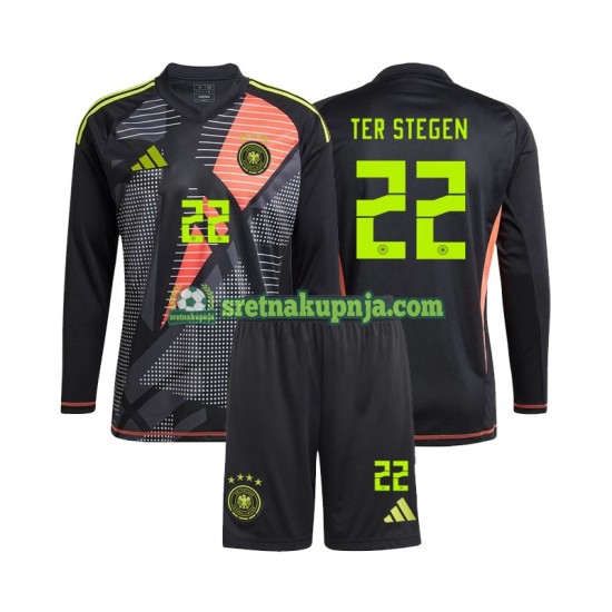 Dječja Domaći Home Golmanski Dresova Njemačka Ter Stegen 22 Euro 2024 Dugim Rukavima