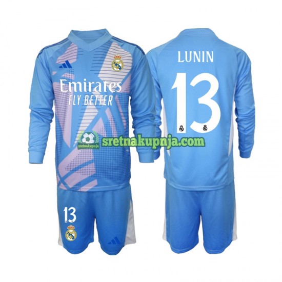 Dječja Domaći Home Golmanski Dresova Real Madrid Andriy Lunin 13 2024-2025 Dugim Rukavima