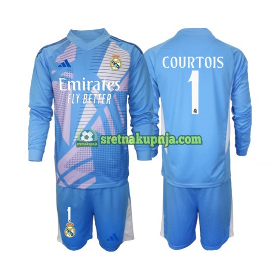 Dječja Domaći Home Golmanski Dresova Real Madrid Thibaut Courtois 1 2024-2025 Dugim Rukavima