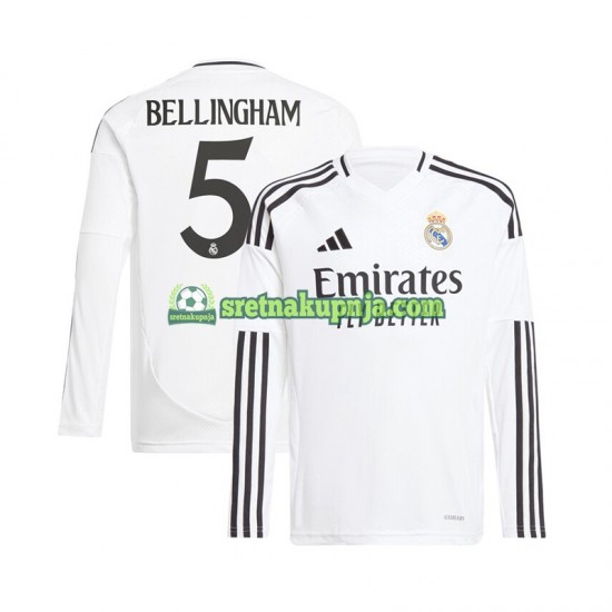 Muškarci Domaći Home Dresova Real Madrid Jude Bellingham 5 2024-2025 Bijela Dugim Rukavima