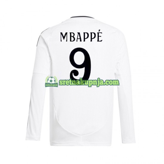 Muškarci Domaći Home Dresova Real Madrid Kylian Mbappe 9 2024-2025 Bijela Dugim Rukavima