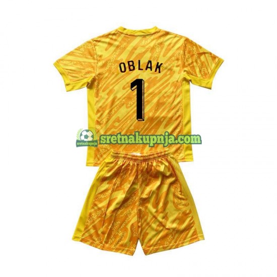Dječja Domaći Home Golmanski Dresova Slovenija Jan Oblak 1 Euro 2024 Žuta boja Kratkih Rukava