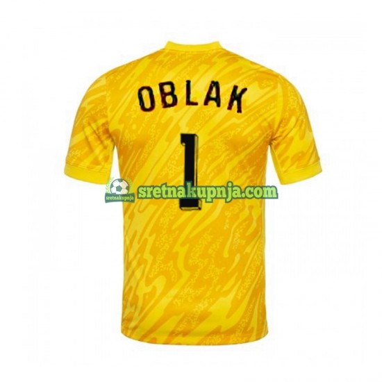 Muškarci Domaći Home Golmanski Dresova Slovenija Jan Oblak 1 Euro 2024 Žuta boja Kratkih Rukava