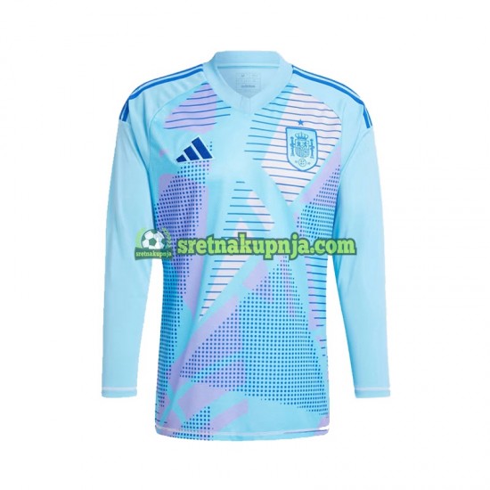 Muškarci Gostujući Away Golmanski Dresova Španjolska Euro 2024 Plava Dugim Rukavima