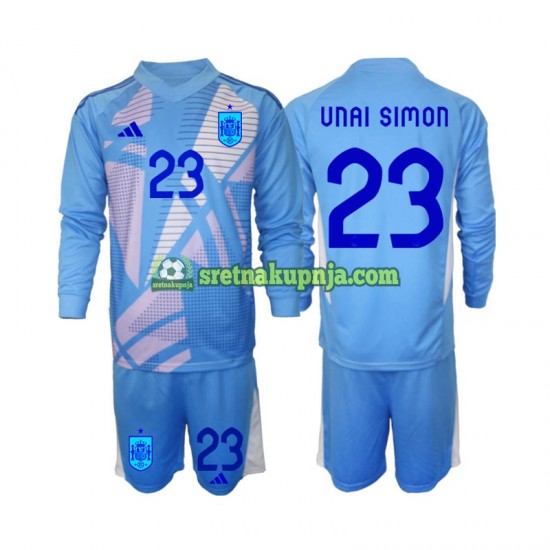 Dječja Domaći Home Golmanski Dresova Španjolska Unai Simon 23 Euro 2024 Dugim Rukavima