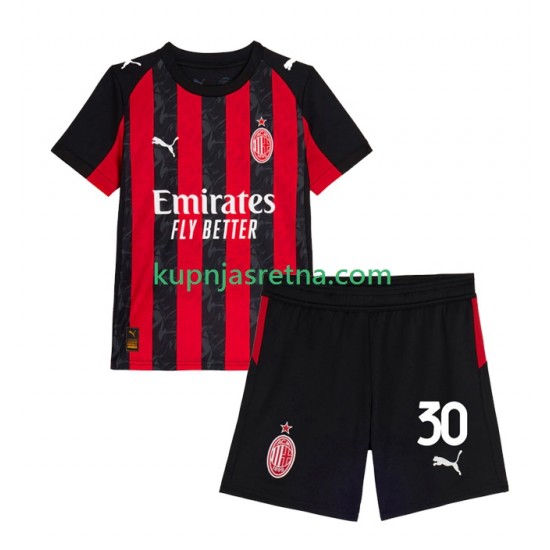 Dječja Domaći Home Dresova AC Milan Ardon Jashari 30 2025-2026 Kratkih Rukava