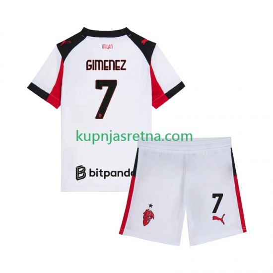 Dječja Gostujući Away Dresova AC Milan Santiago Gimenez 7 2025-2026 Kratkih Rukava
