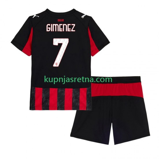 Dječja Domaći Home Dresova AC Milan Santiago Gimenez 7 2025-2026 Kratkih Rukava