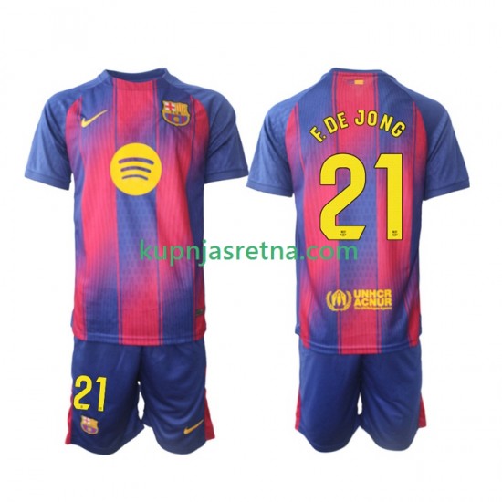 Dječja Domaći Home Dresova FC Barcelona Frenkie de Jong 21 2025-2026 Kratkih Rukava