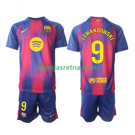Dječja Domaći Home Dresova FC Barcelona Robert Lewandowski 9 2025-2026 Kratkih Rukava