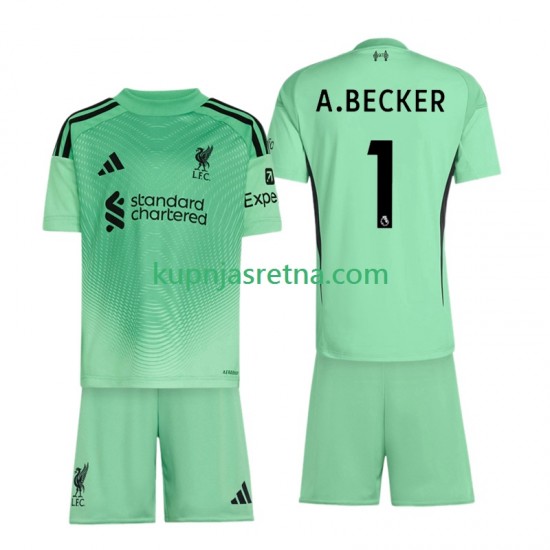 Dječja Domaći Home Golmanski Dresova Liverpool Alisson Becker 1 2025-2026 Kratkih Rukava