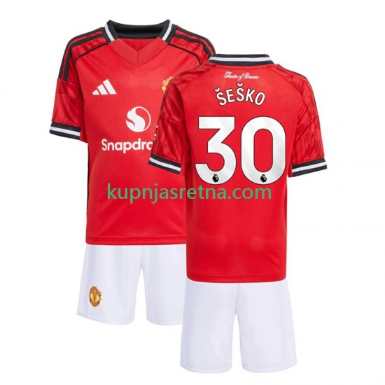 Dječja Domaći Home Dresova Manchester United Benjamin Sesko 30 2025-2026 Kratkih Rukava