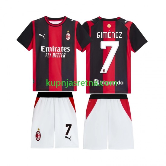 Dječja Domaći Home Dresova AC Milan Gimenez 7 2026-2027 Kratkih Rukava