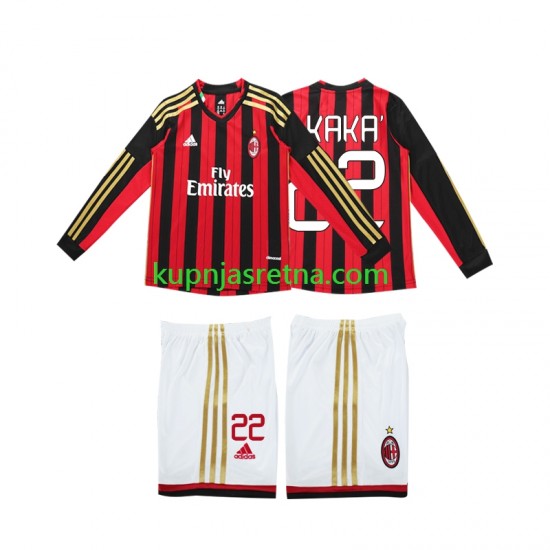 Dječja Domaći Home Dresova AC Milan Kaka 22 Retro 2013 2014 Dugim Rukavima