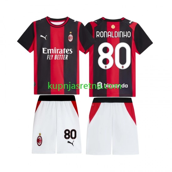 Dječja Domaći Home Dresova AC Milan Ronaldinho 80 2026-2027 Kratkih Rukava
