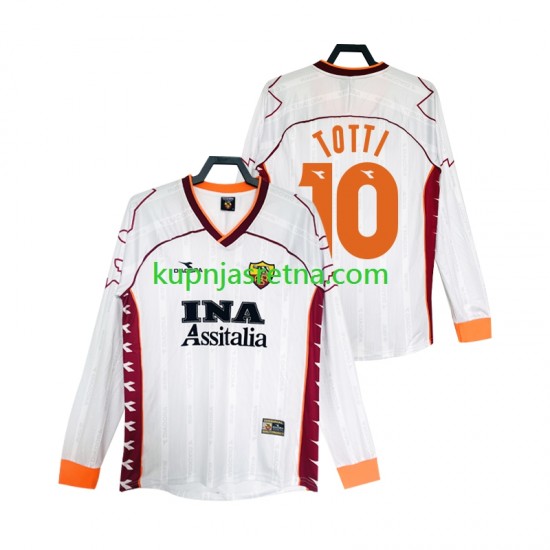 Muškarci Gostujući Away Dresova Roma Totti 10 Retro 1999 2000 Dugim Rukavima