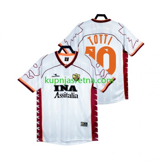 Muškarci Gostujući Away Dresova Roma Totti 10 Retro 1999 2000 Kratkih Rukava