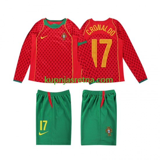 Dječja Domaći Home Dresova Portugal Cristiano Ronaldo 17 Retro 2004 Dugim Rukavima