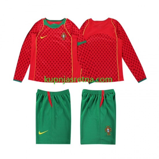 Dječja Domaći Home Dresova Portugal Retro 2004 Dugim Rukavima