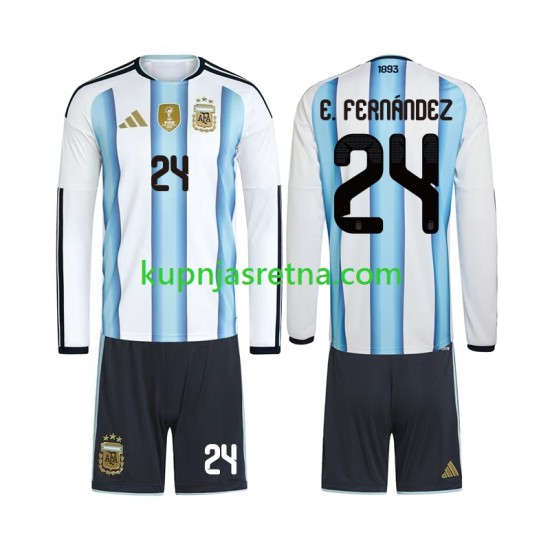 Dječja Domaći Home Dresova Argentina Enzo Fernandez 24 World Cup 2026 Dugim Rukavima