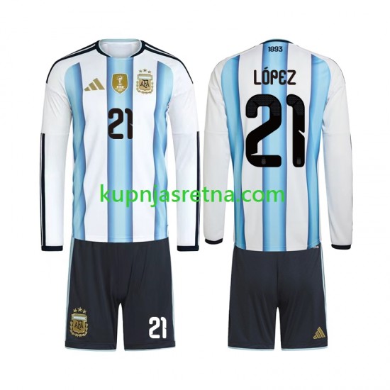 Dječja Domaći Home Dresova Argentina Jose Manuel Lopez 21 World Cup 2026 Dugim Rukavima