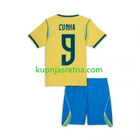 Gostujući Away Dresova Brazil Matheus Cunha 9 Chidlren World Cup 2026 Kratkih Rukava
