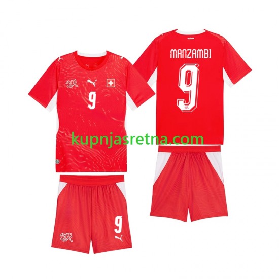 Dječja Domaći Home Dresova Švicarska Johan Manzambi 9 World Cup 2026 Kratkih Rukava