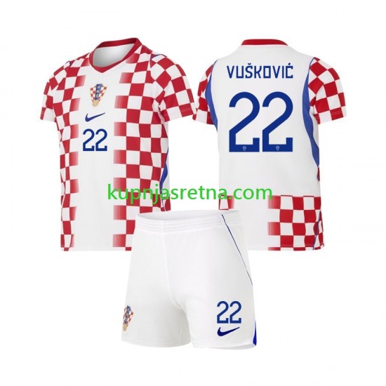 Dječja Domaći Home Dresova Hrvatska Luka Vuskovic 22 World Cup 2026 Kratkih Rukava