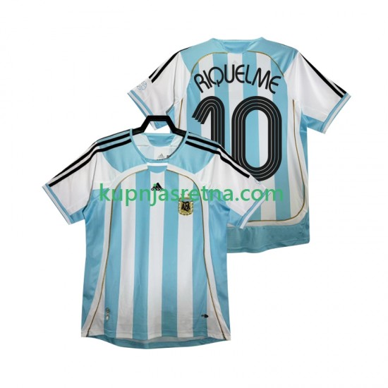 Muškarci Domaći Home Dresova Argentina RIQUELME 10 Retro 2006 Kratkih Rukava