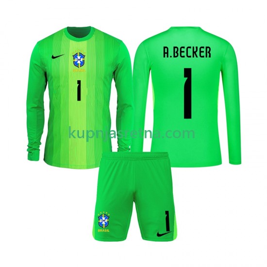 Dječja Domaći Home Golmanski Dresova Brazil Alisson Becker 1 2026 Dugim Rukavima