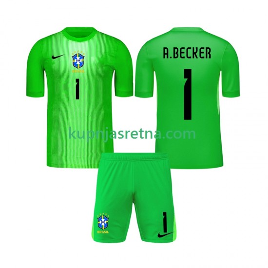 Dječja Domaći Home Golmanski Dresova Brazil Alisson Becker 1 2026 Kratkih Rukava