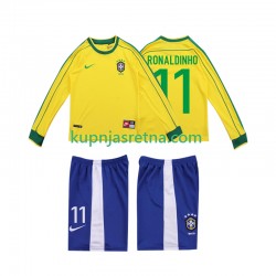 Dječja Domaći Home Dresova Brazil RONALDINHO 11 Retro 1998 Dugim Rukavima