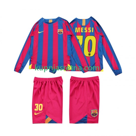 Dječja Domaći Home Dresova FC Barcelona Lionel Messi 10 Retro 2005 2006 Dugim Rukavima