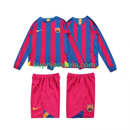 Dječja Domaći Home Dresova FC Barcelona Retro 2005 2006 Dugim Rukavima