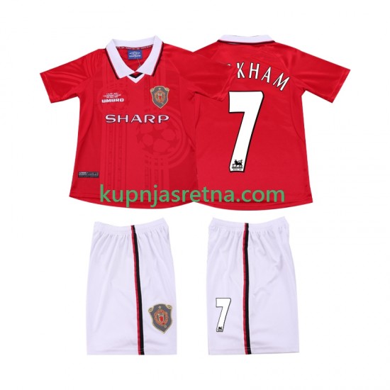 Dječja Domaći Home Dresova Manchester United BECKHAM 7 Retro 1999 2000 Kratkih Rukava