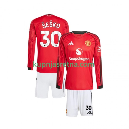 Dječja Domaći Home Dresova Manchester United Benjamin Sesko 30 2025-2026 Dugim Rukavima