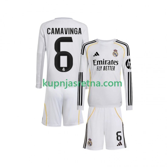 Dječja Domaći Home Dresova Real Madrid Camavinga 6 2025-2026 Dugim Rukavima
