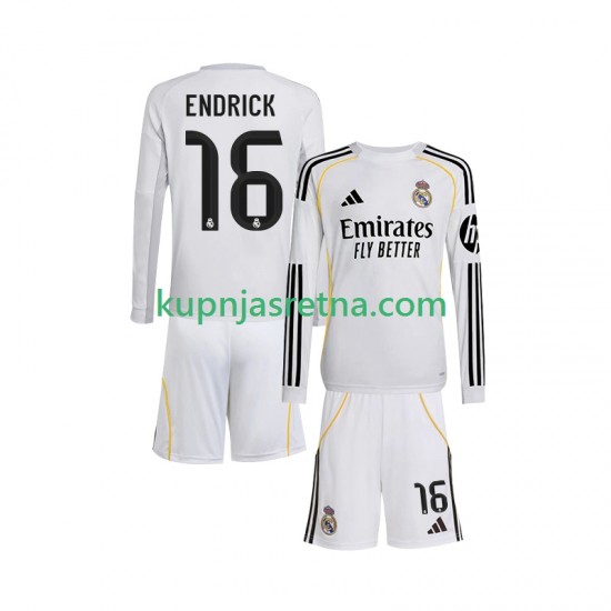Dječja Domaći Home Dresova Real Madrid Endrick 16 2025-2026 Dugim Rukavima