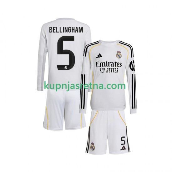 Dječja Domaći Home Dresova Real Madrid Jude Bellingham 5 2025-2026 Dugim Rukavima