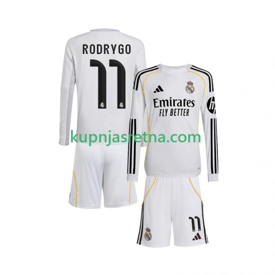 Dječja Domaći Home Dresova Real Madrid Rodrygo 11 2025-2026 Dugim Rukavima