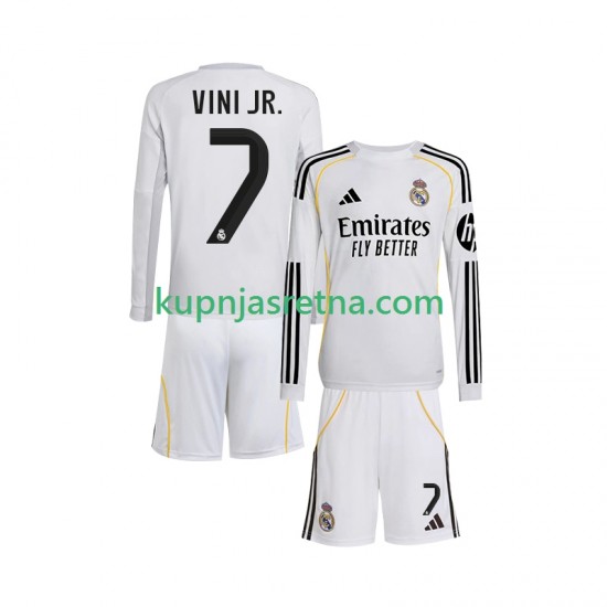 Dječja Domaći Home Dresova Real Madrid Vinicius Junior 7 2025-2026 Dugim Rukavima