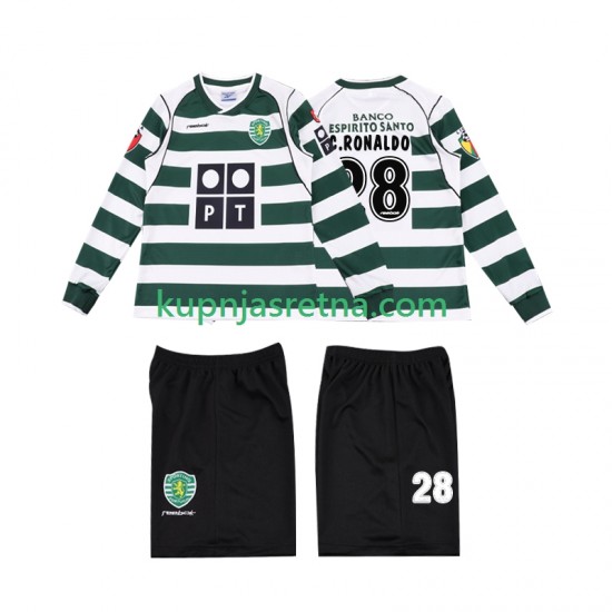 Dječja Domaći Home Dresova Sporting CP Cristiano Ronaldo 28 Retro 2001 2003 Dugim Rukavima