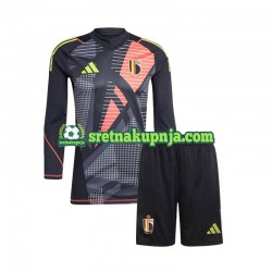 Dječja Domaći Home Golmanski Dresova Belgija Euro 2024 Crno Dugim Rukavima