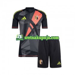 Dječja Domaći Home Golmanski Dresova Belgija Euro 2024 Crno Kratkih Rukava
