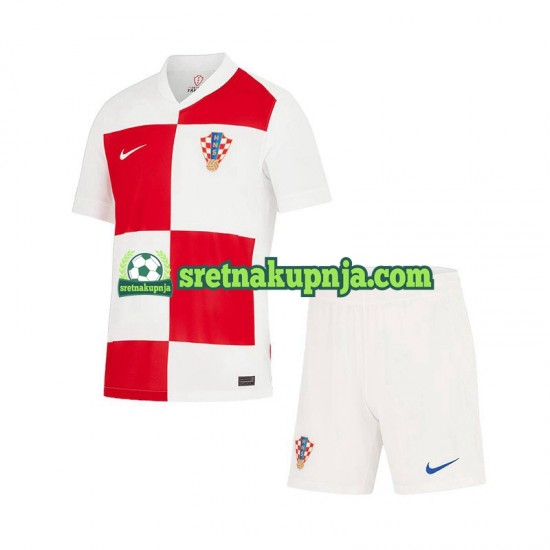 Dječja Domaći Home Dresova Hrvatska Euro 2024 Kratkih Rukava