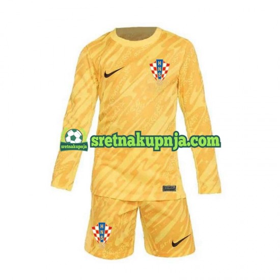 Dječja Domaći Home Golmanski Dresova Hrvatska Euro 2024 Žuta boja Dugim Rukavima