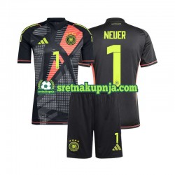 Dječja Domaći Home Golmanski Dresova Njemačka Manuel Neuer 1 Euro 2024 Crno Kratkih Rukava