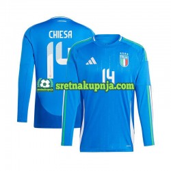 Muškarci Domaći Home Dresova Italija Chiesa 14 Euro 2024 Plava Dugim Rukavima
