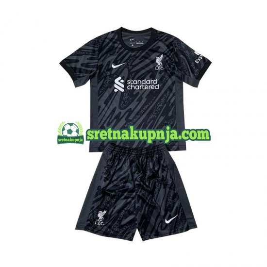 Dječja Domaći Home Golmanski Dresova Liverpool 2024-2025 Crno Kratkih Rukava