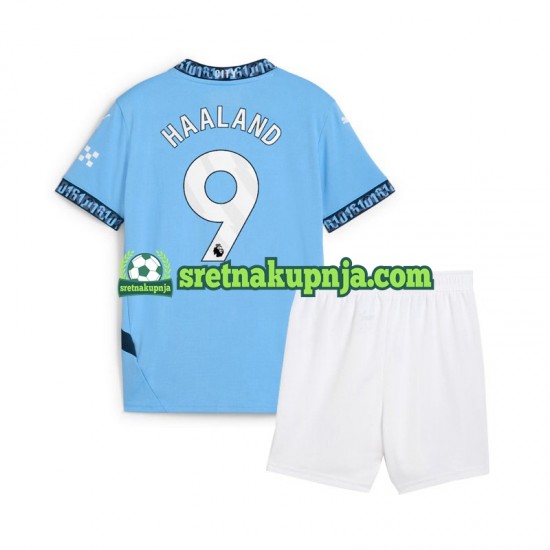Dječja Domaći Home Dresova Manchester City Erling Haaland 9 2024-2025 Plava Kratkih Rukava